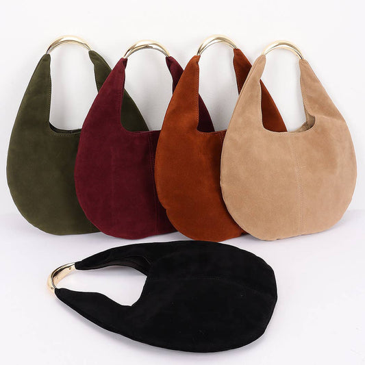 Faux Suede Leather Hobo Bag