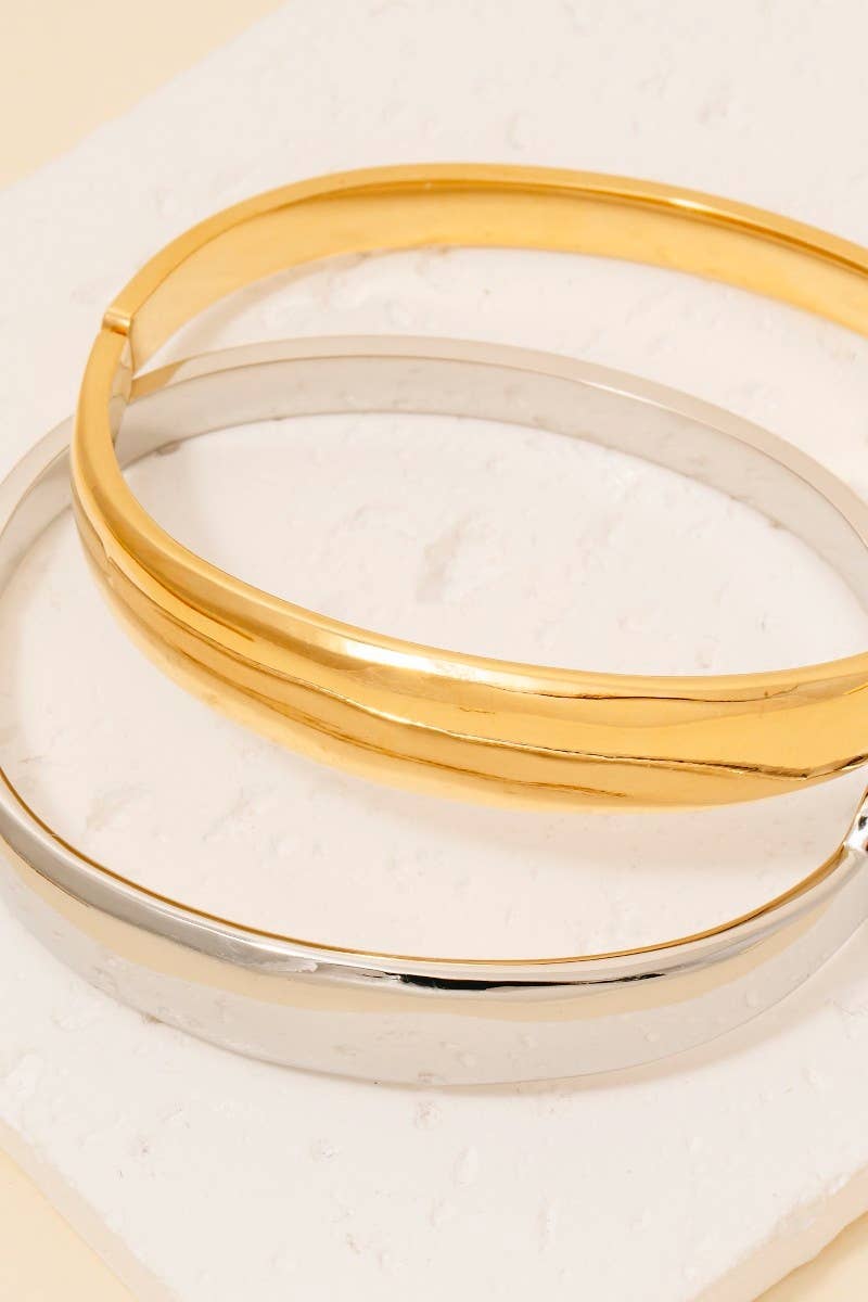 Stainless Steel Modern Hinge Bangle Bracelet