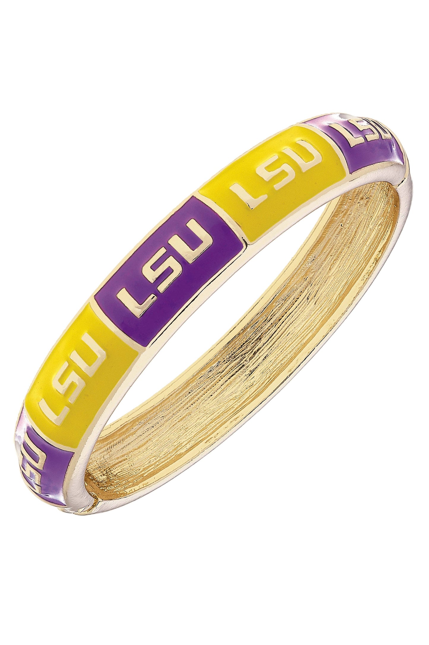 LSU Tigers Sculpted Enamel Checkered Hinge Bangle