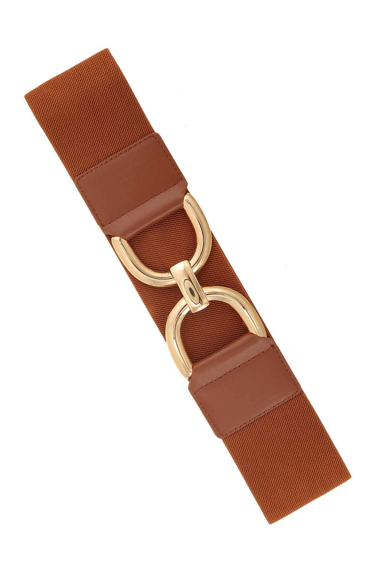 Double Half Circle Metal Buckle Elastic Belt 39