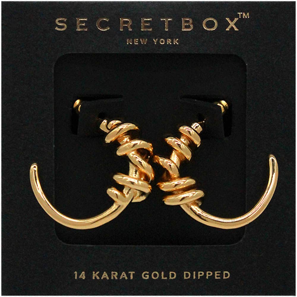 SECRET BOX 14K GOLD DIPPED  SWIRL HOOP EARRING SB-800310