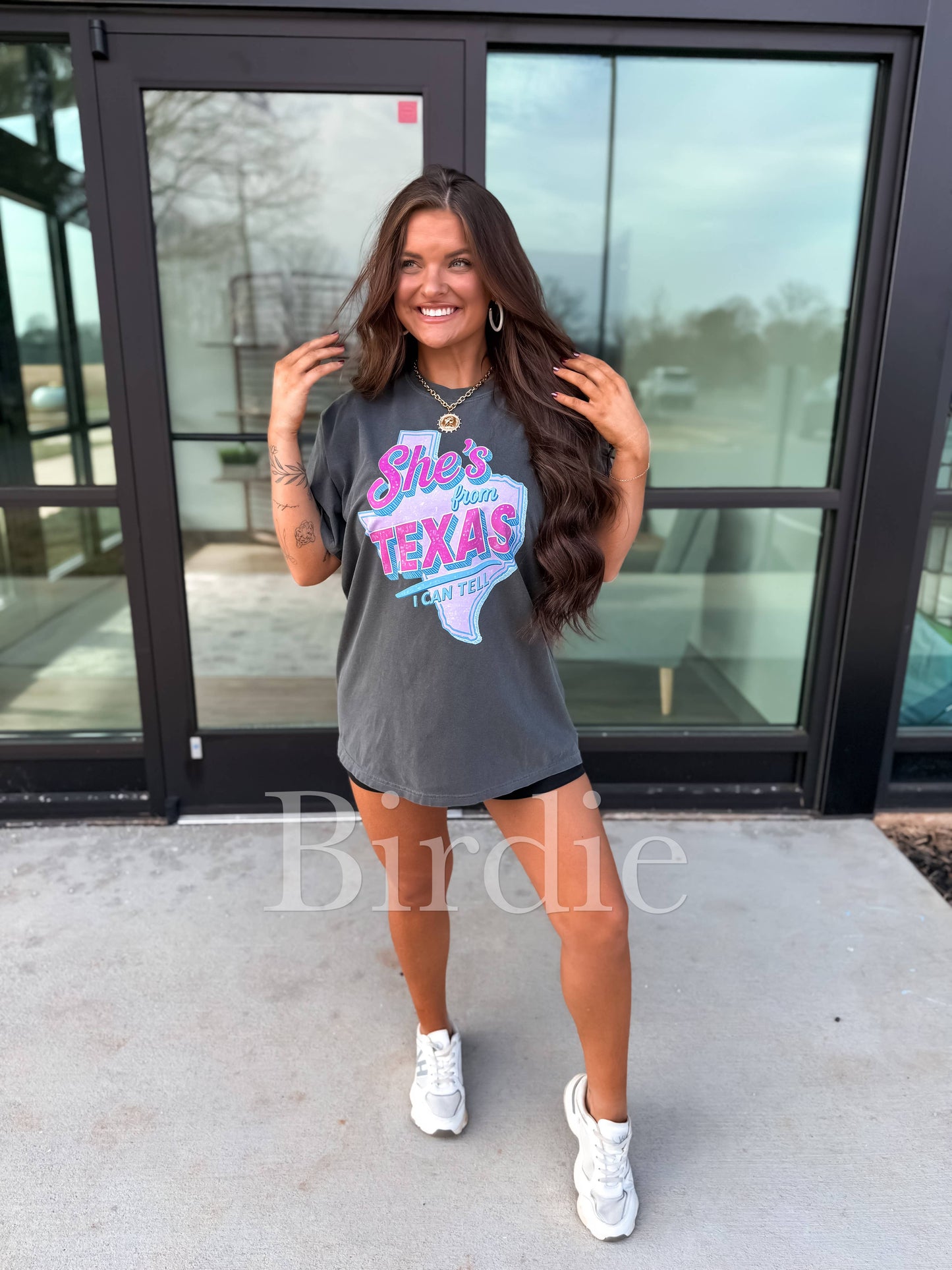 She's From Texas (Pink & Blue) Graphic Tee on Pepper