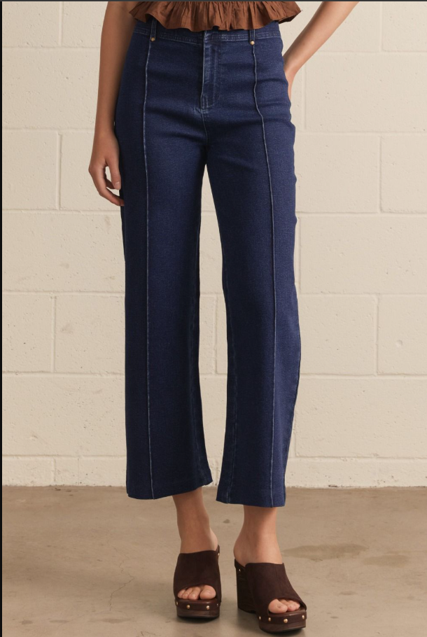 Solid high rise wide leg pants