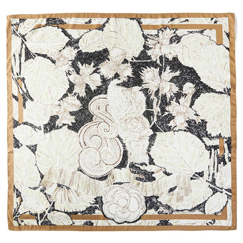 ABSTRACT FLORAL PRINT SILKY BANDANA SQUARE NECK SCARF