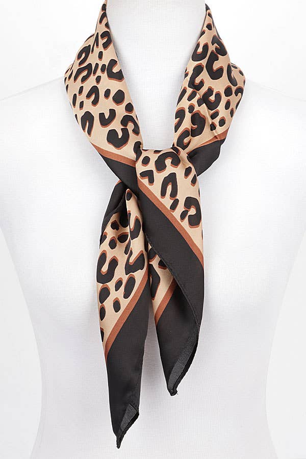 SAVANNA CHIC LEOPARD SQUARE BANDANA SCARF