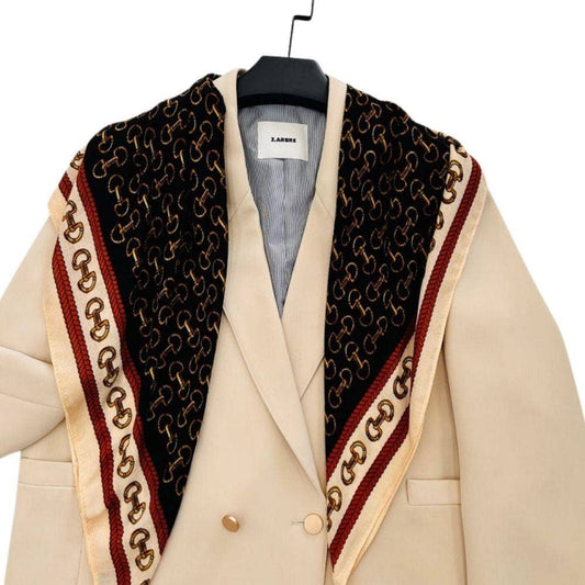 HORSE SHOE BELT CHAIN PATTERN SOFT BANDANA SQUARE NECK SCARF