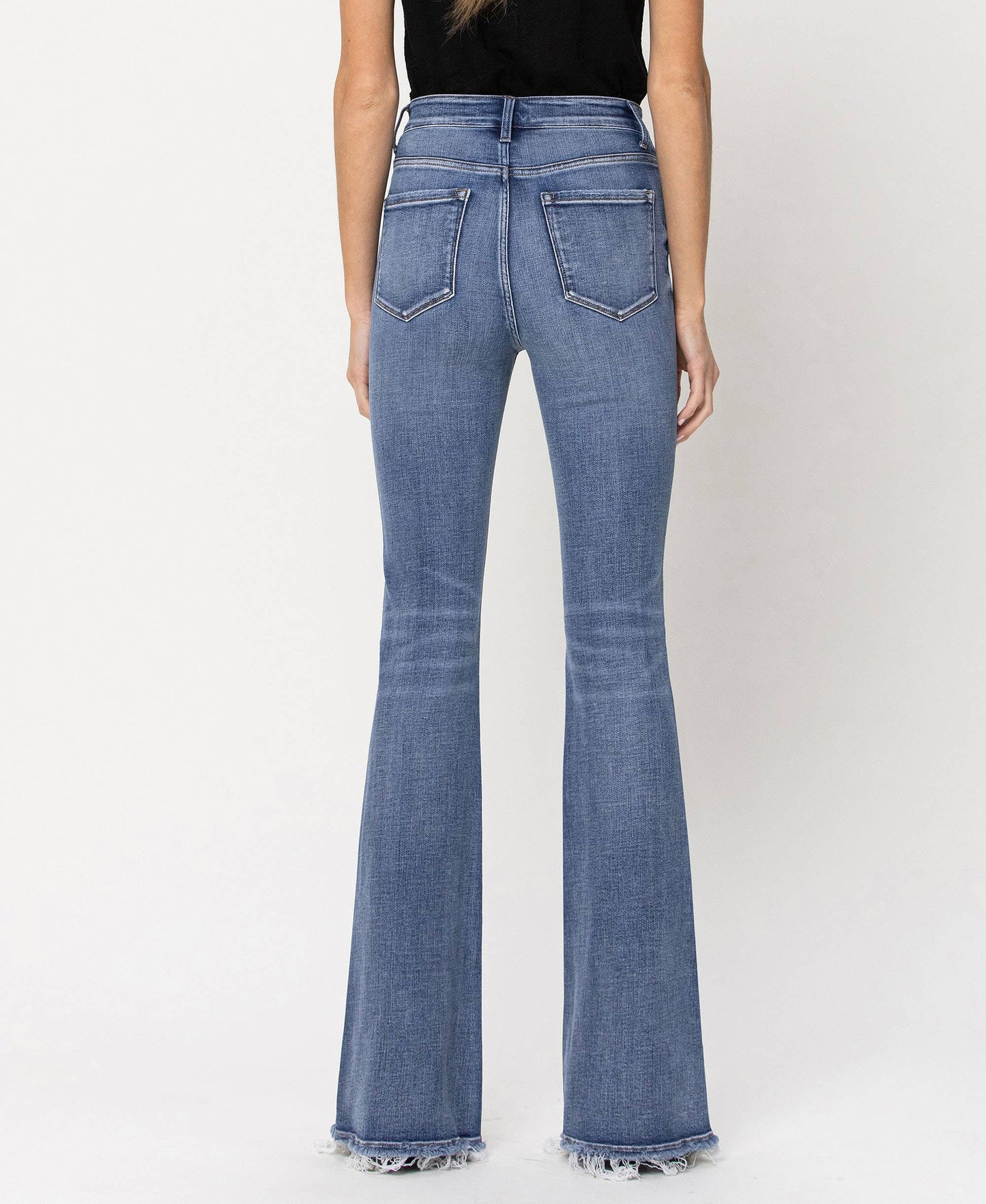 HIGH RISE BUTTON FLY FLARE JEANS F4318