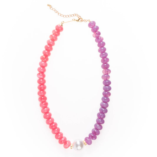 Mary Square Necklace Riley Orchid/Coral