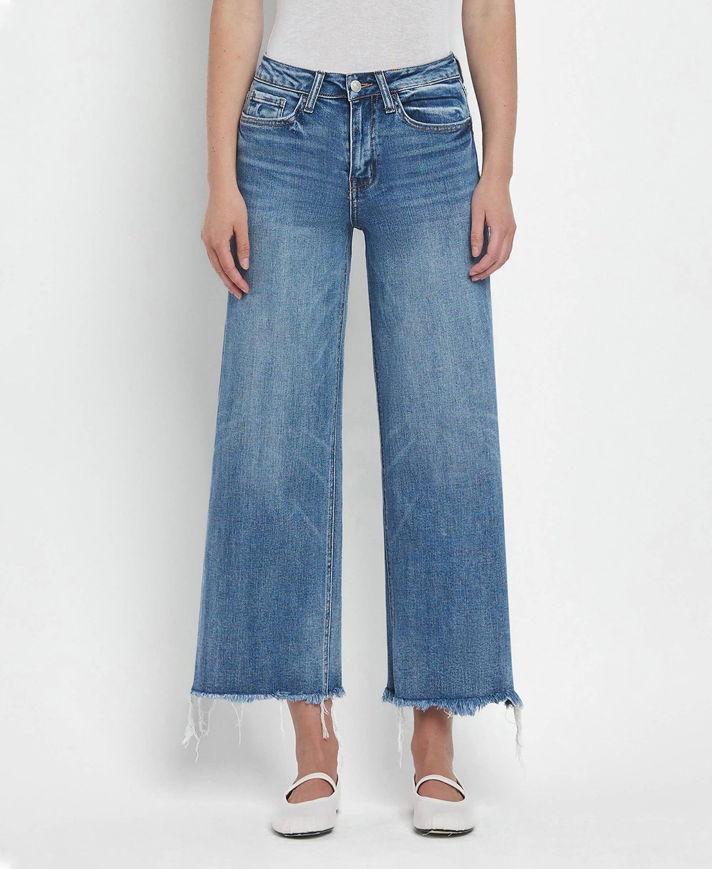 HIGH RISE CROP WIDE LEG JEANS F5204