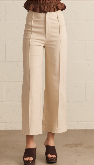 Solid high rise wide leg pants