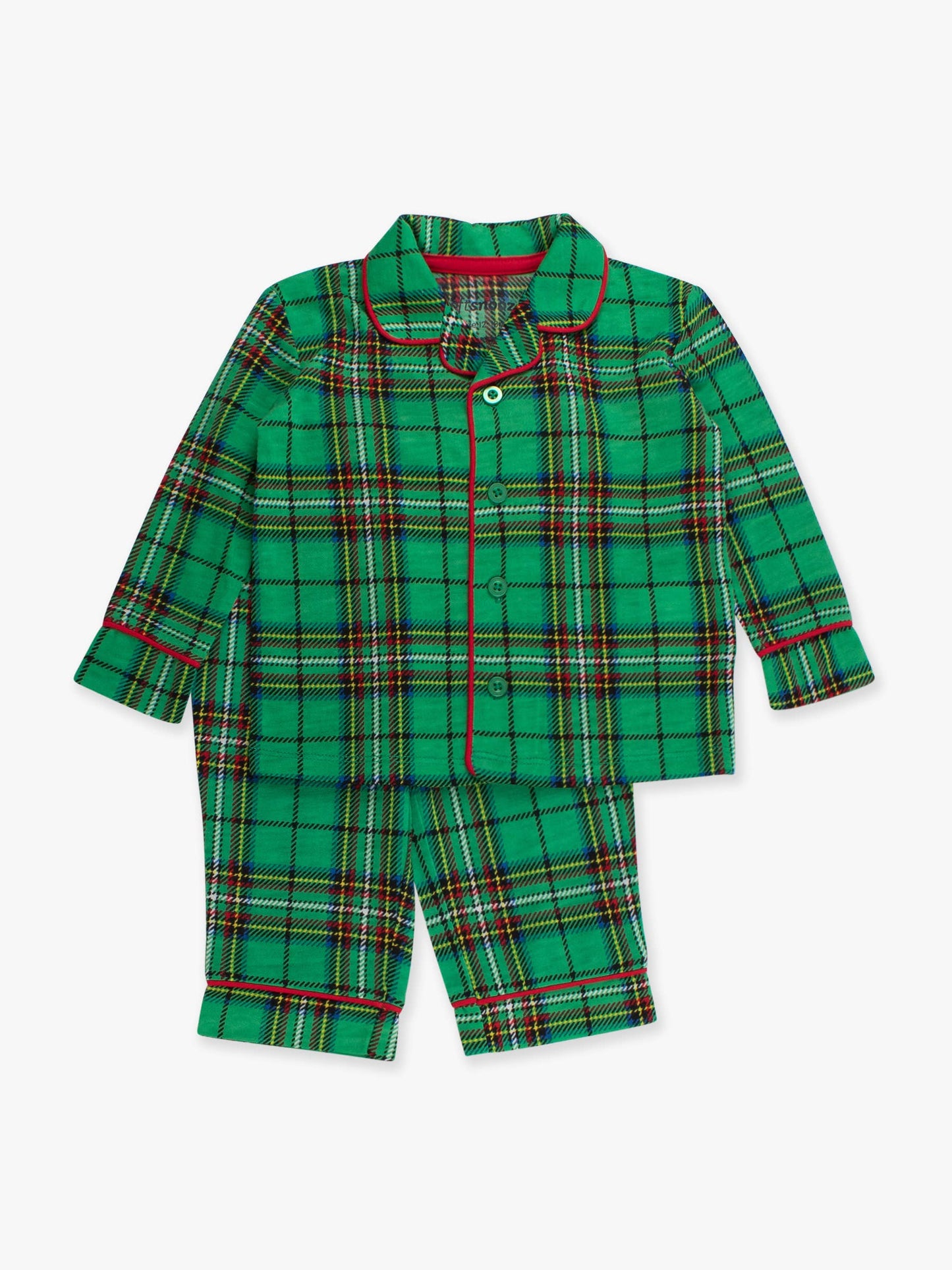 SoftSnooze™ Boys Green Nicholas Plaid Long Sleeve Button Up Pajama Set