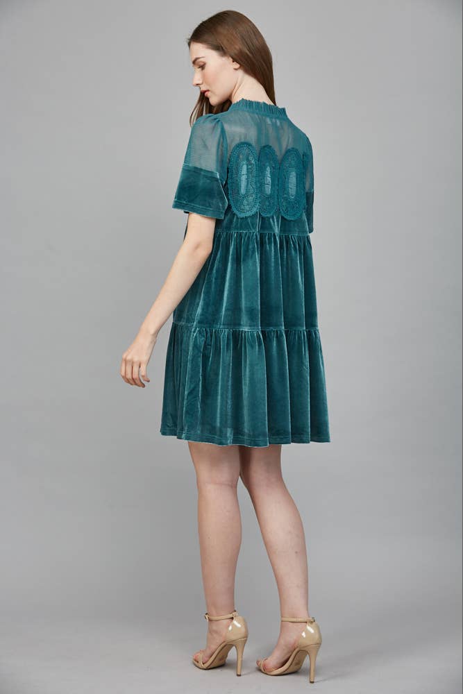 CONTRAST SHEER MESH W/ INTRICATE LACE DETAIL VELVET FD34144