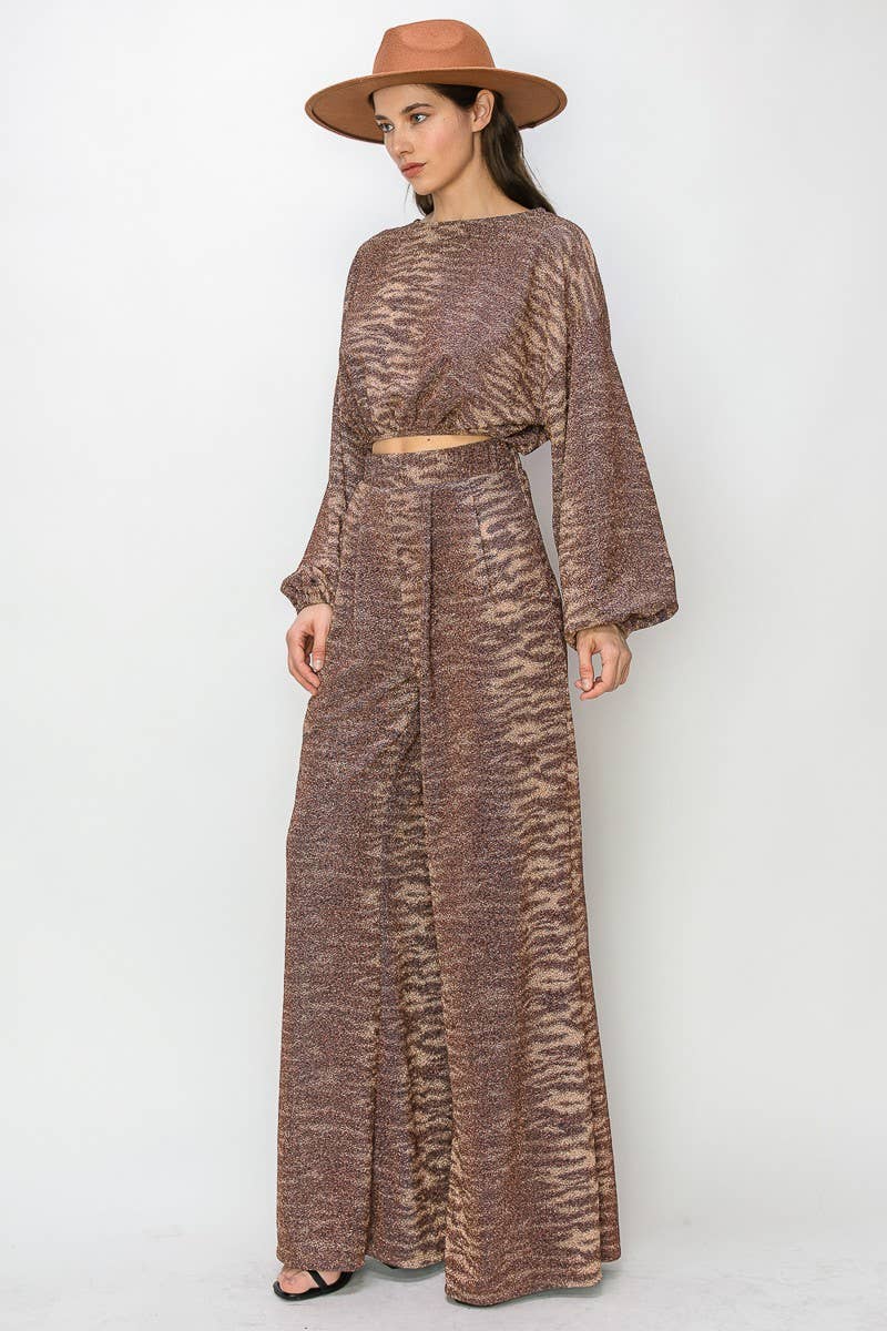 METALLIC PRINTED PALAZZO PANTS 2370