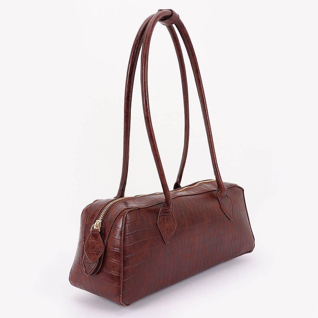 Croc Embossed Barrel Bag