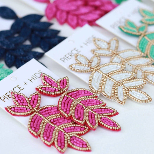 Pierce+Hide Custom Fuchsia Fleur De Lis Earrings