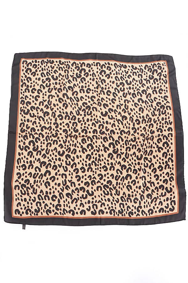 SAVANNA CHIC LEOPARD SQUARE BANDANA SCARF