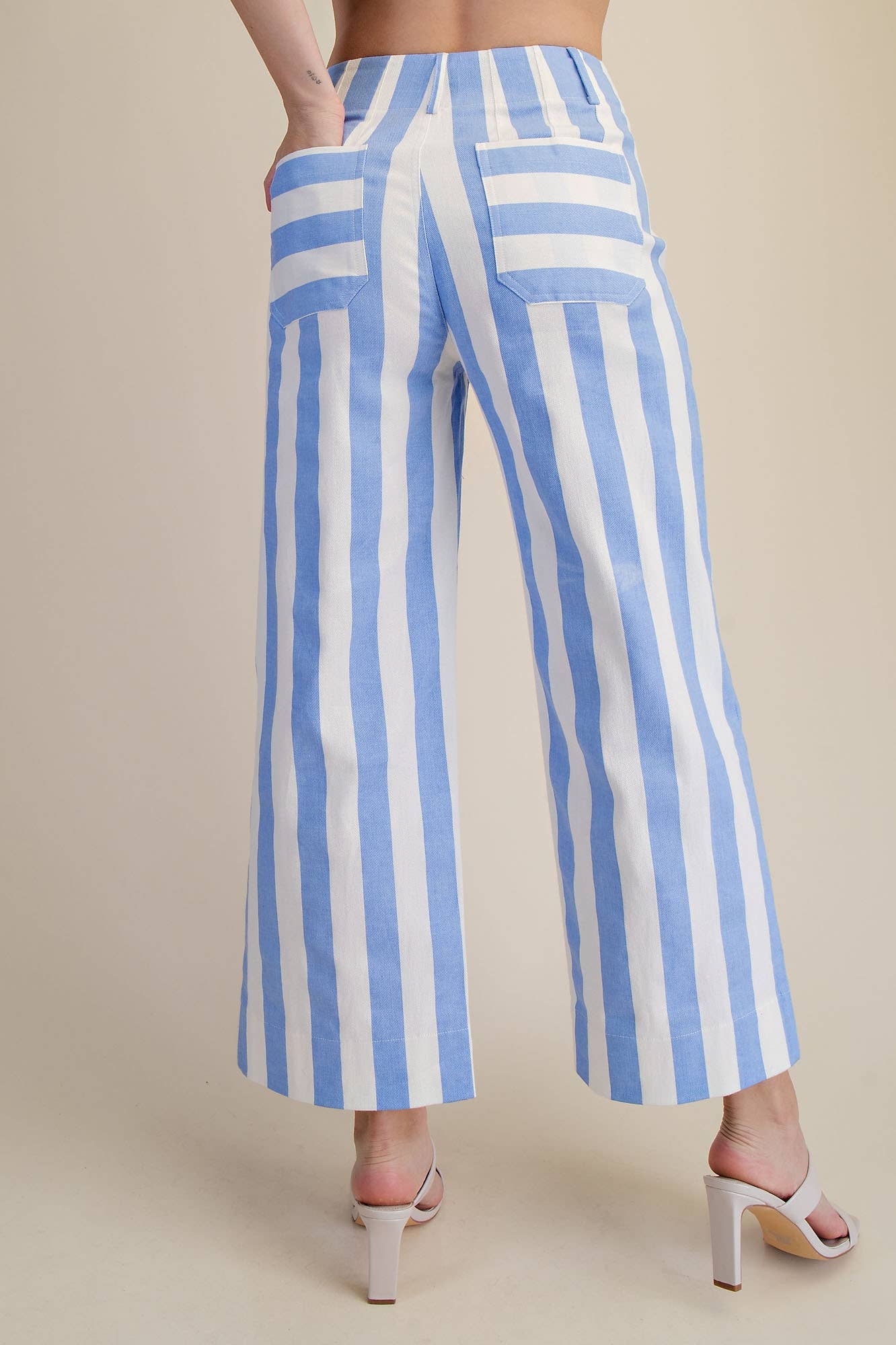 Colette Cropped Wide-Leg Stripe Pants