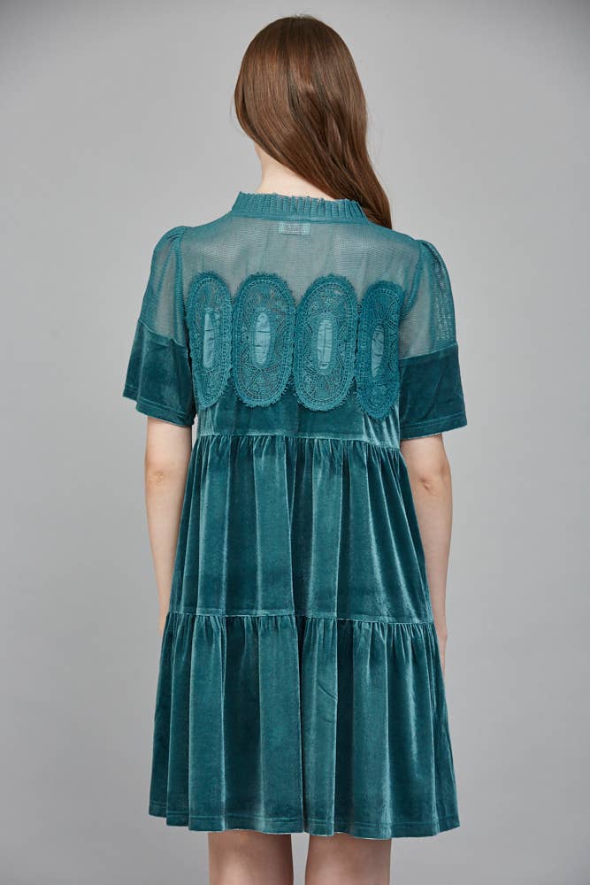 CONTRAST SHEER MESH W/ INTRICATE LACE DETAIL VELVET FD34144